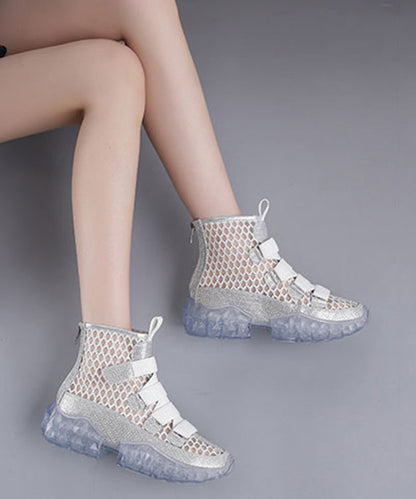 Diy Silk Tulle Splicing Cross Strap Boots