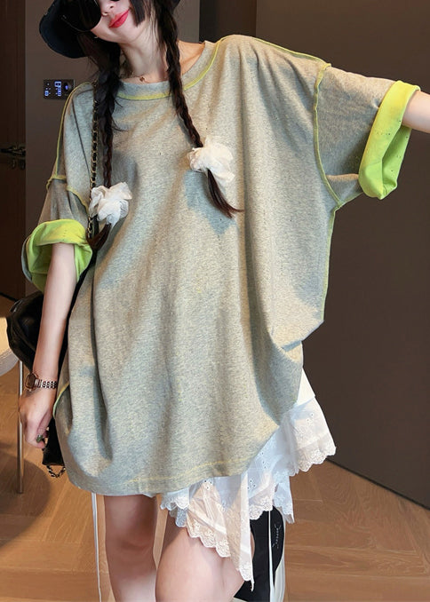 French Grey Oversized Wear on Both Sides Cotton Tanks Summer