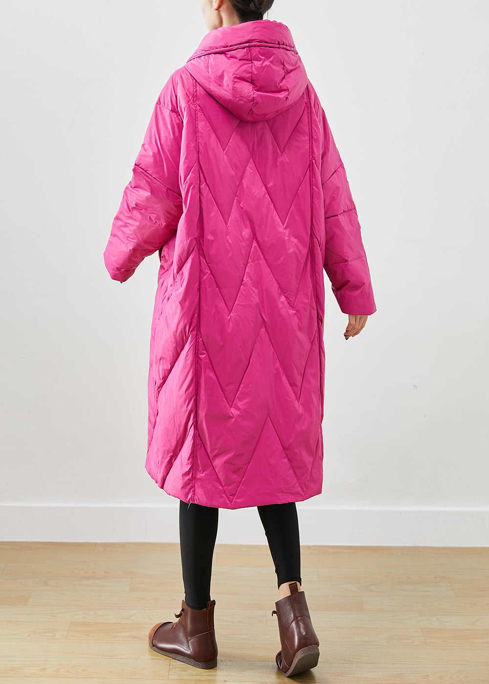 Rose Hooded Pockets Fine Cotton Filled Puffer Jacket Winter