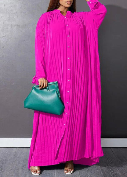Rose Wrinkled Long Dresses Spring