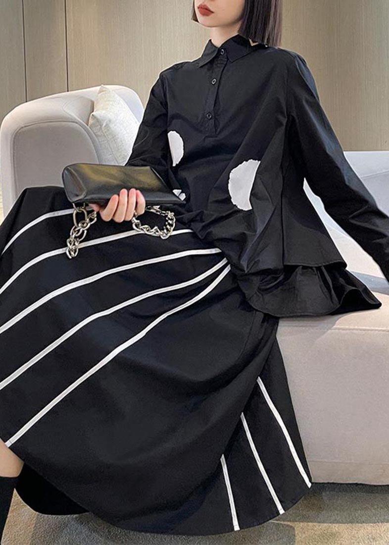 Black Striped High Waist a Line Summer Skirts