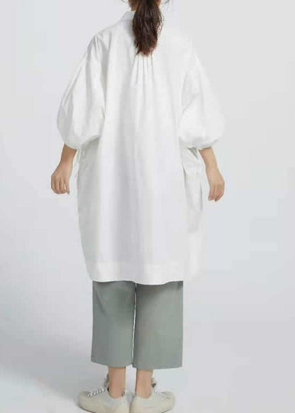 Butterfly Collar Cotton Shirt Dress for Loose Art Smock Dresses