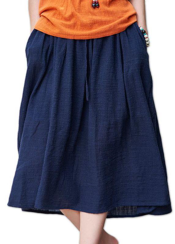 Retro Cotton and Hemp Baggy Thin Tight Waist Skirt