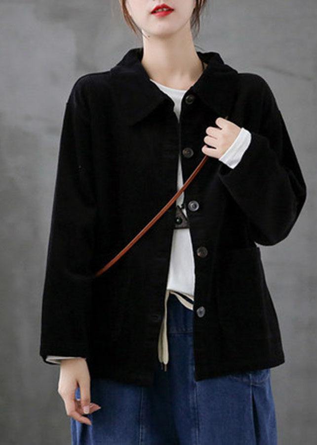 Red Loose Pockets Shirt Top Long Sleeve Corduroy Coat