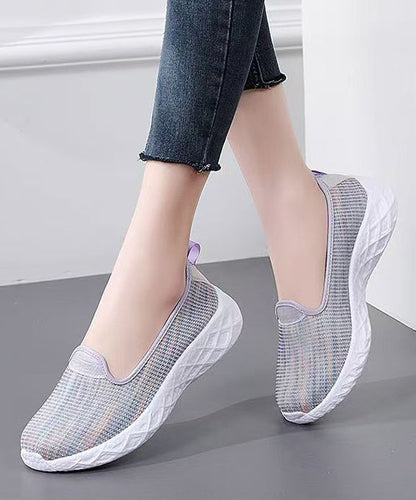 Purple Flat Shoes for Knit Fabric Unique Flat Feet Shoes