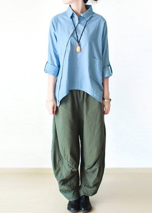 Original Design White Asymmetrical Design Cotton Shirt Spring
