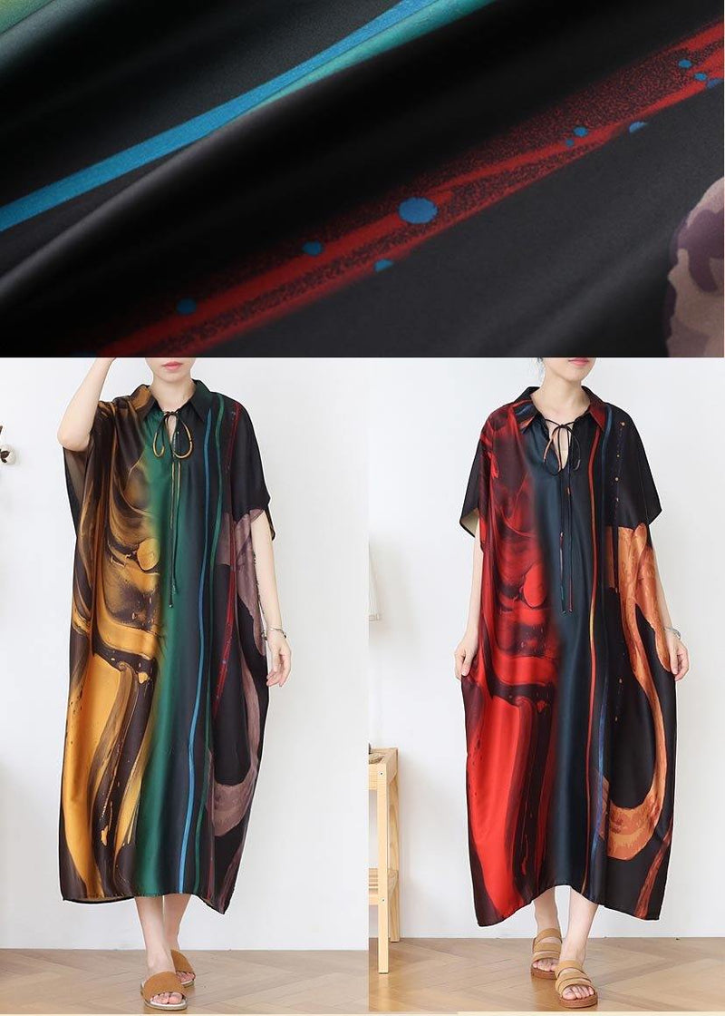 Diy Green Print Tie Mid Summer Chiffon Dress