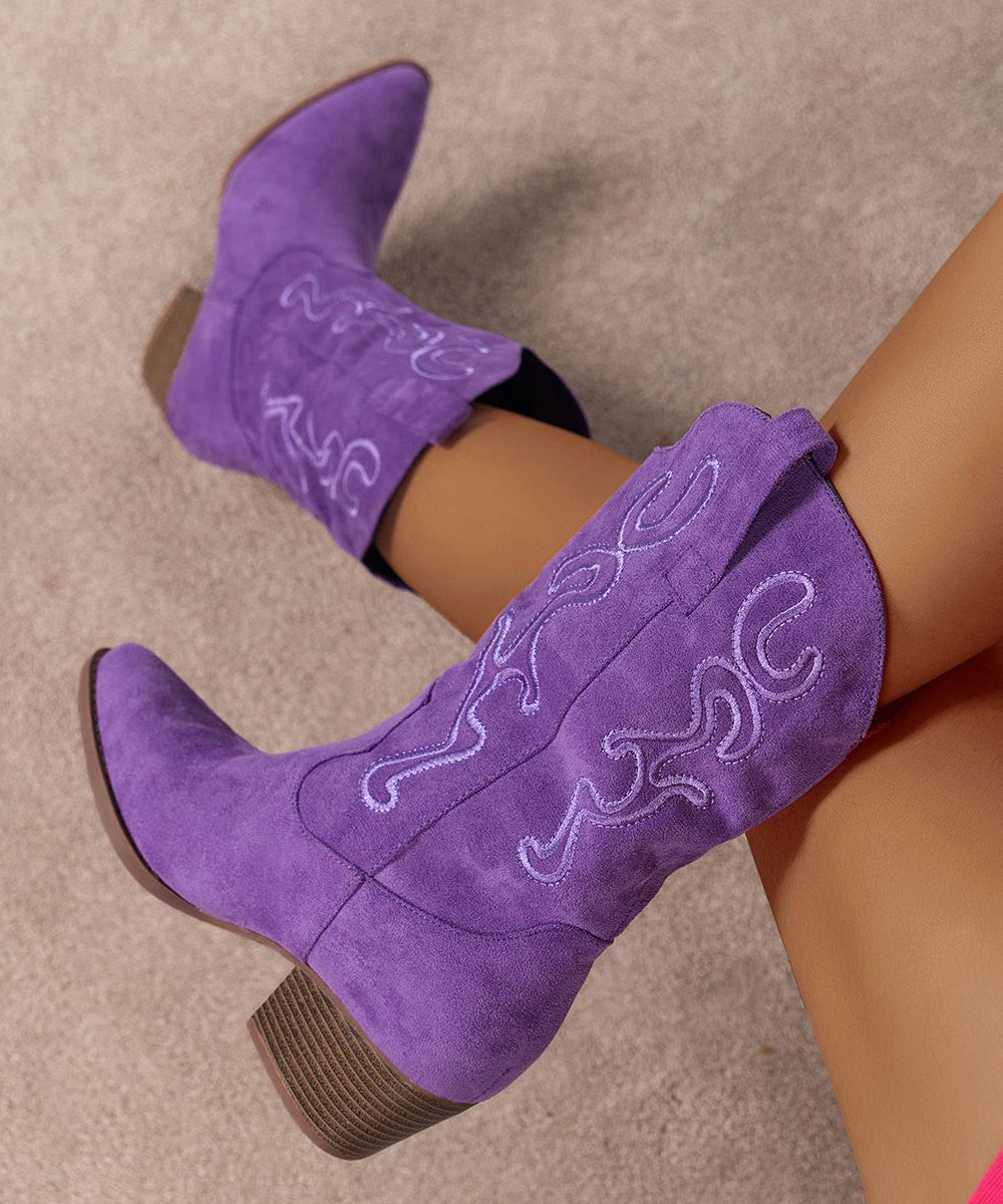 Purple Boots Suede Comfy Pointed Toe Boots