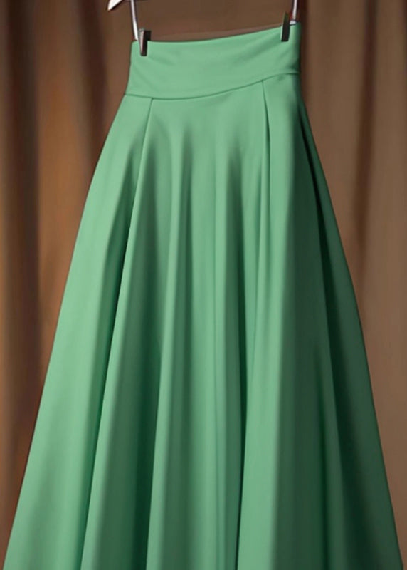 Simple Green High Waist Cotton Skirt Spring