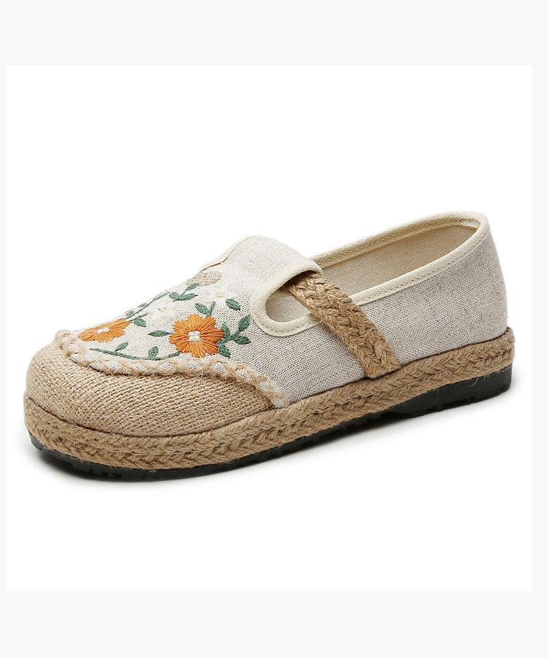 Style Retro Black Embroidered Flat Shoes