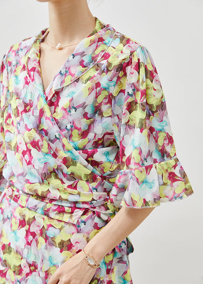 Silm Fit Flower Print Chiffon Two Piece Set Clothing Summer