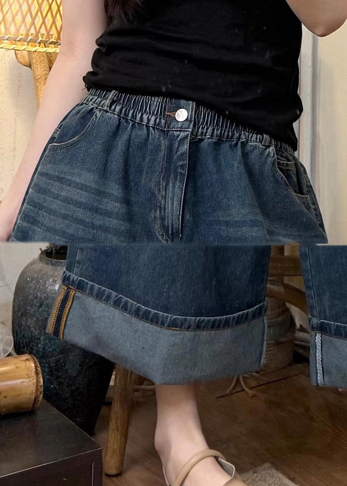 Denim Blue Oversized Wide Leg Pants Summer