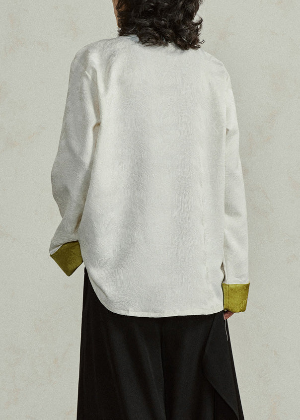 Original Design Beige Stand Collar Top Fall