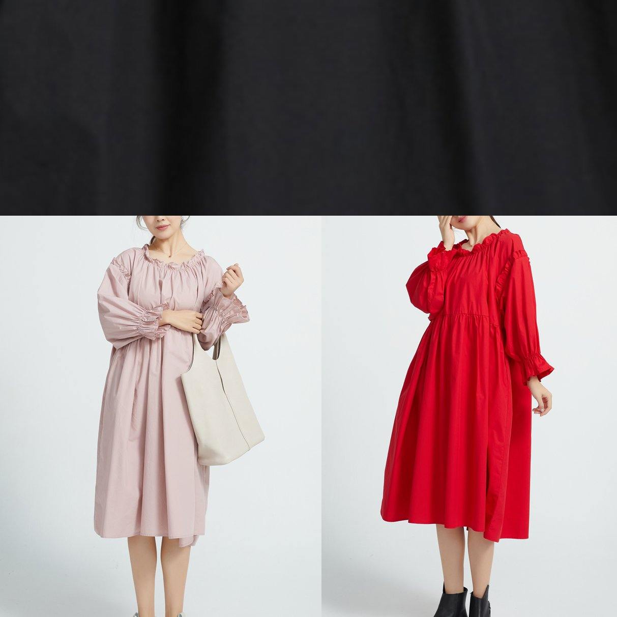 Loose Black Cotton Tunics High Waist Loose Dress