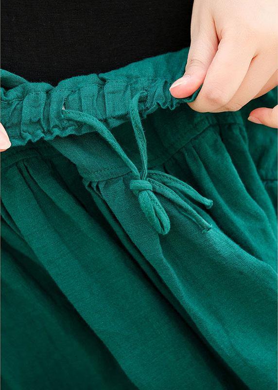 Elastic Waist Pleated Spliced Cotton Skirt for