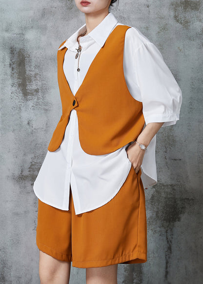 Unique Orange Oversized Patchwork Chiffon Two Piece Set Clothing Summer