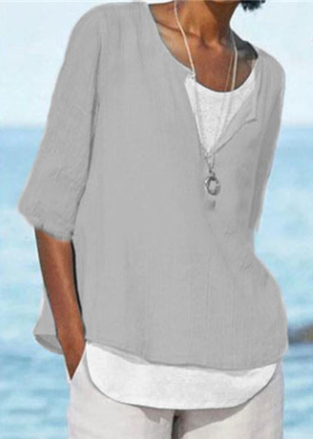 Cozy White V Neck Cotton T Shirts Half Sleeve