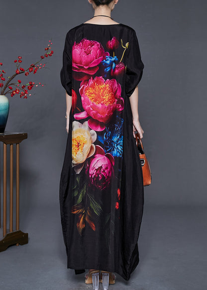 Red Oversized Silk Maxi Dress Spring