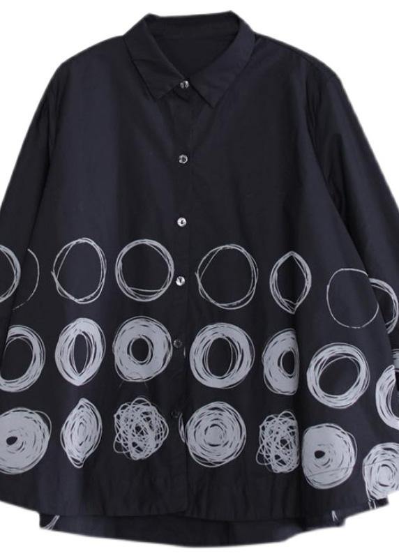 Diy Patchwork Shirts Black Dotted Blouses