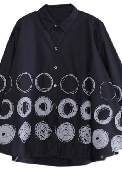 Diy Patchwork Shirts Black Dotted Blouses