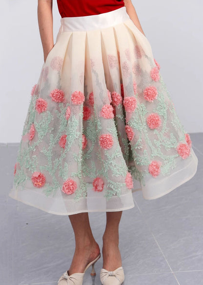 Hollow Out Pockets Patchwork Tulle Skirt Summer