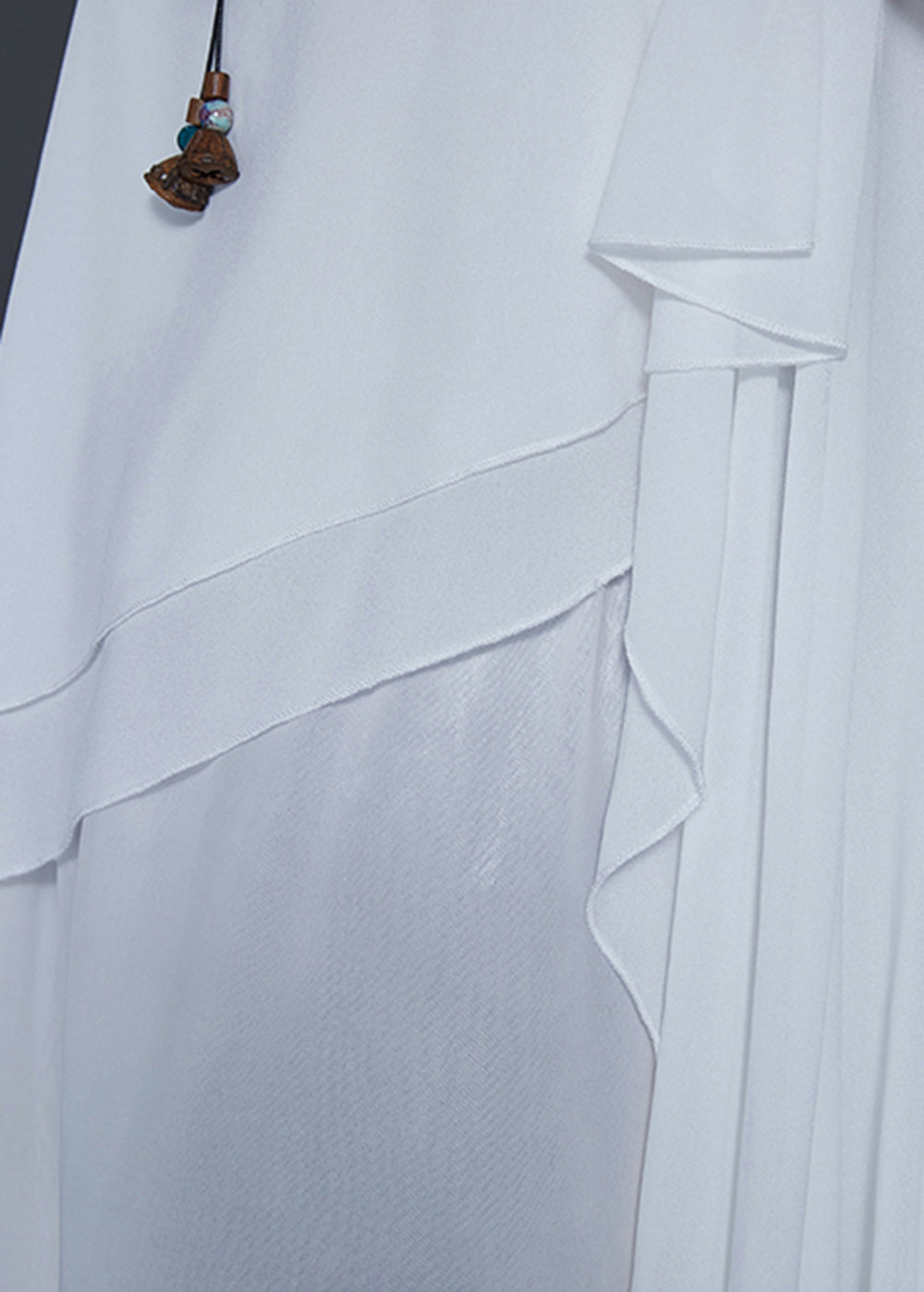White Asymmetrical Design Draping Chiffon Dresses Summer