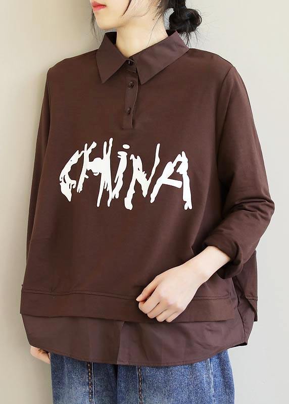 Italian Chocolate Letter Clothes for Lapel Patchwork Box Spring Tops