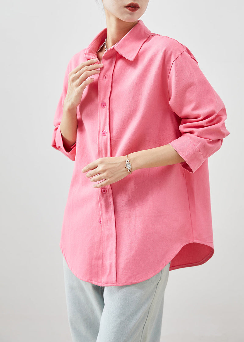 Diy Watermelon Red Peter Pan Collar Cotton Blouses Fall