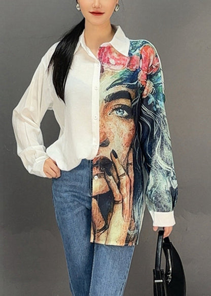 White Peter Pan Collar Chiffon Top Fall