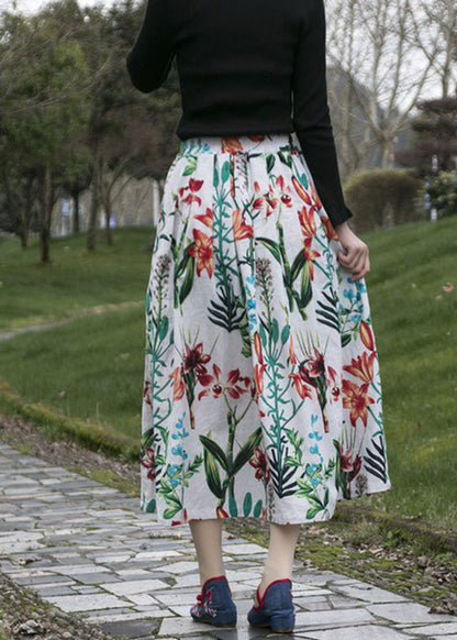 Print Wrinkled Cozy a Line Skirt Summer