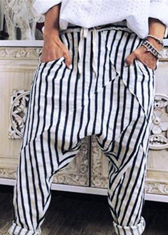 Striped Elastic Waist Trouser Pants