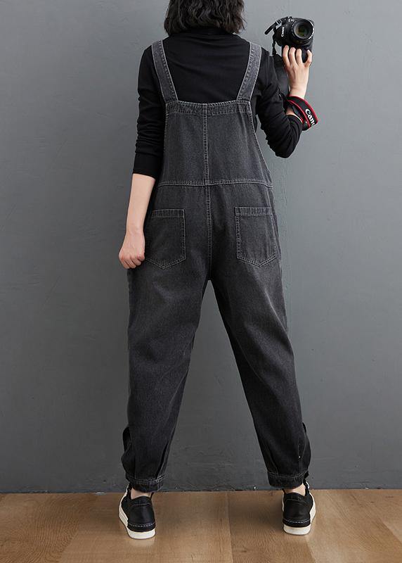 Simple Denim Black Pants Unique Spring Jumpsuit Pants