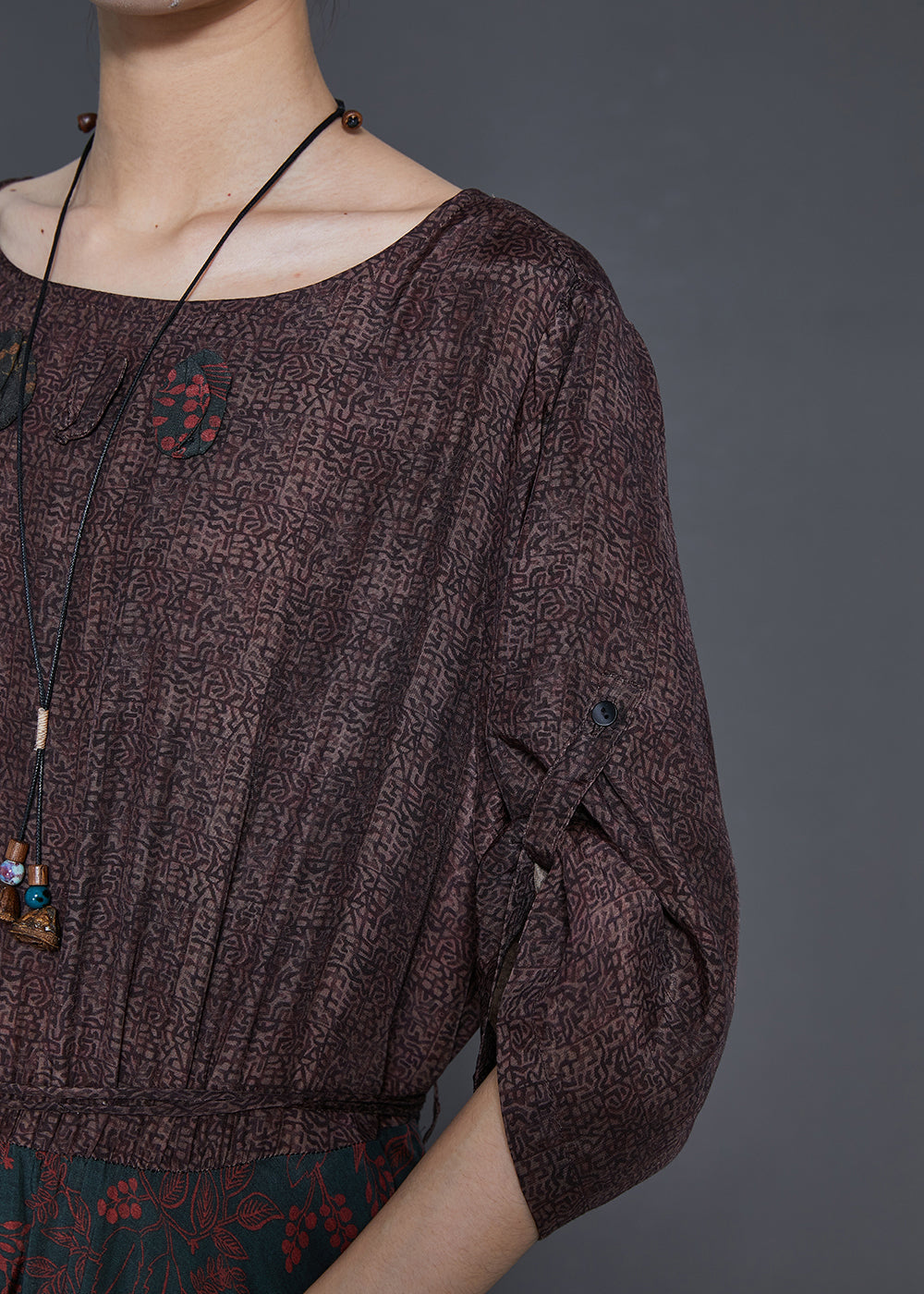Chocolate Exra Large Hem Patchwork Cotton Long Dress Summer