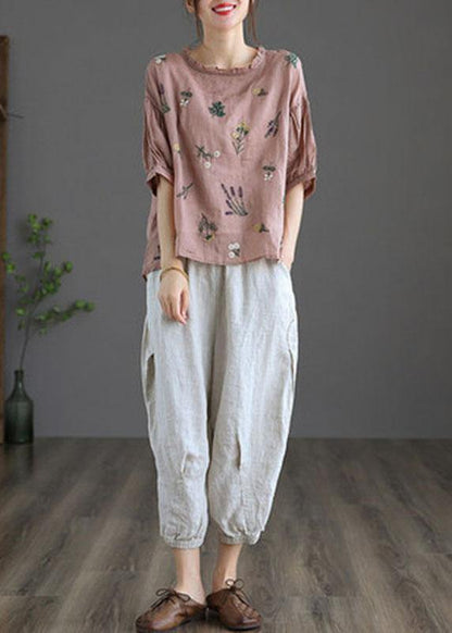 Modern Print Regular Embroideried Summer Half Sleeve