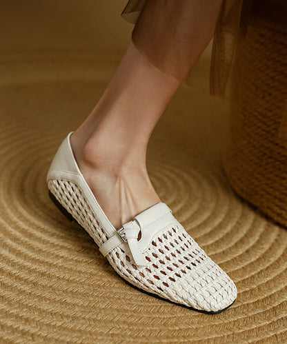 Stylish Splicing Loafers for Black Cowhide Leather Breathable