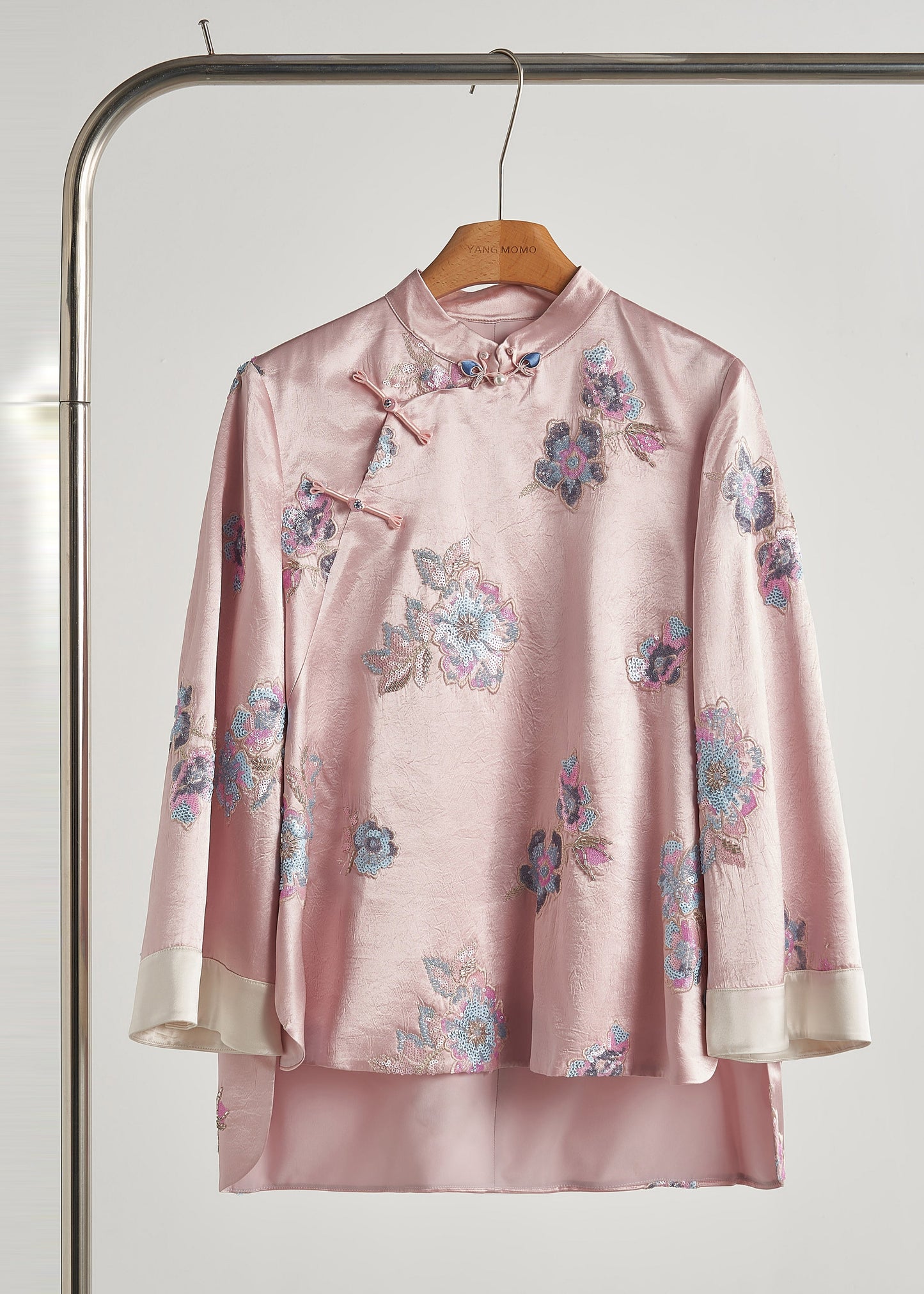 Pink Sequins Embroidered Silk Coats Fall