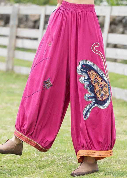 Handmade Black Patchwork Earthy Yellow Embroideried Top and Lantern Pants Two Pieces Set Summer