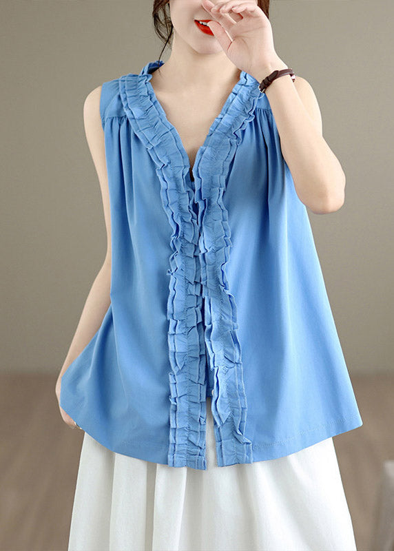 Blue Tops V Neck Summer