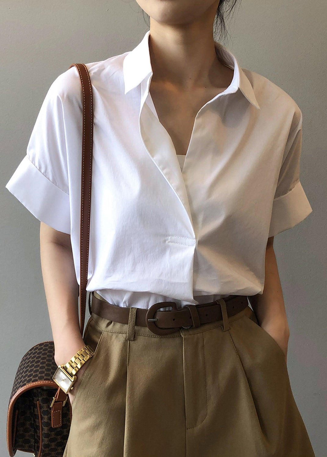 Apricot Peter Pan Collar Cotton Blouse Tops Summer