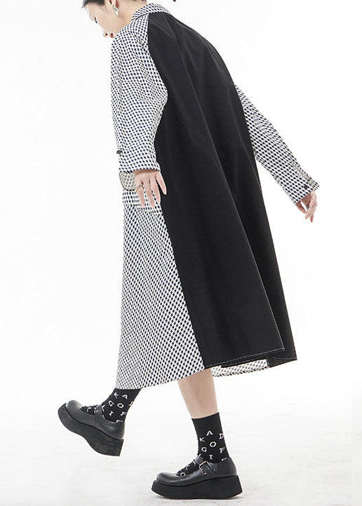 White Peter Pan Collar Button Patchwork Shirt Dresses Spring