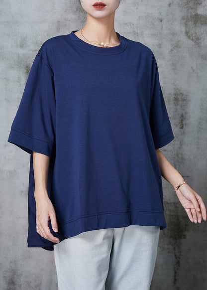Navy Oversized Cotton Sweatshirt Half Sleeve