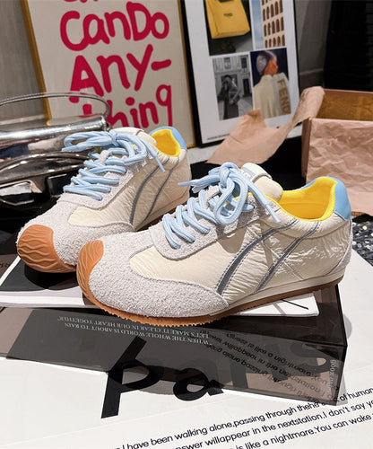Comfy Lace Up Splicing Sport Shoes for Blue Suede