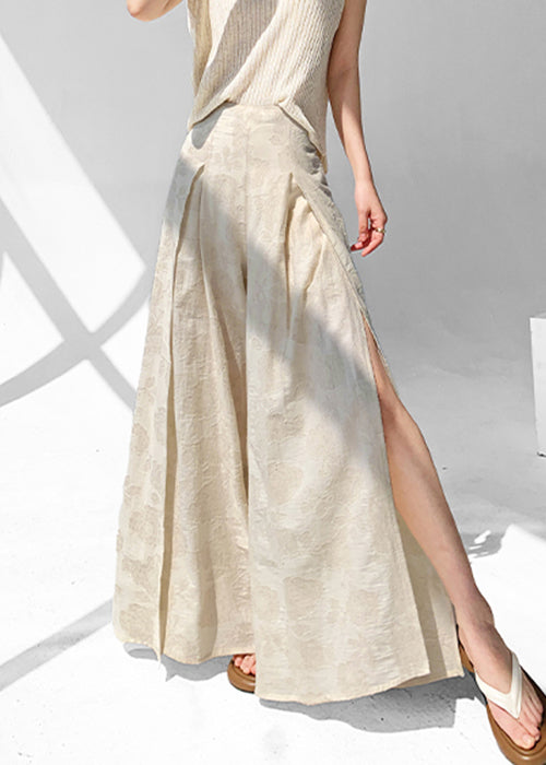 Apricot Zippered Side Open Cotton Pants Skirt Summer