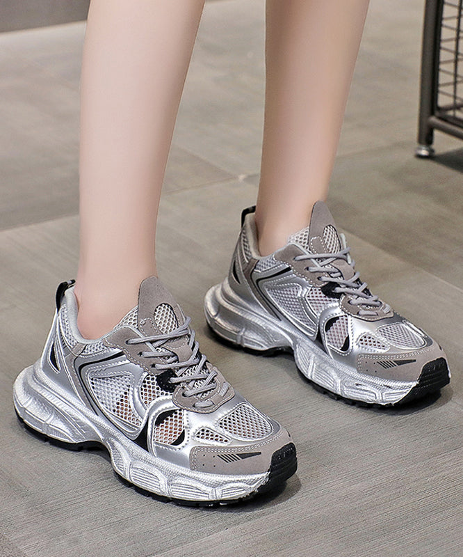 Splicing Platform Sport Shoes Pink Breathable Mesh