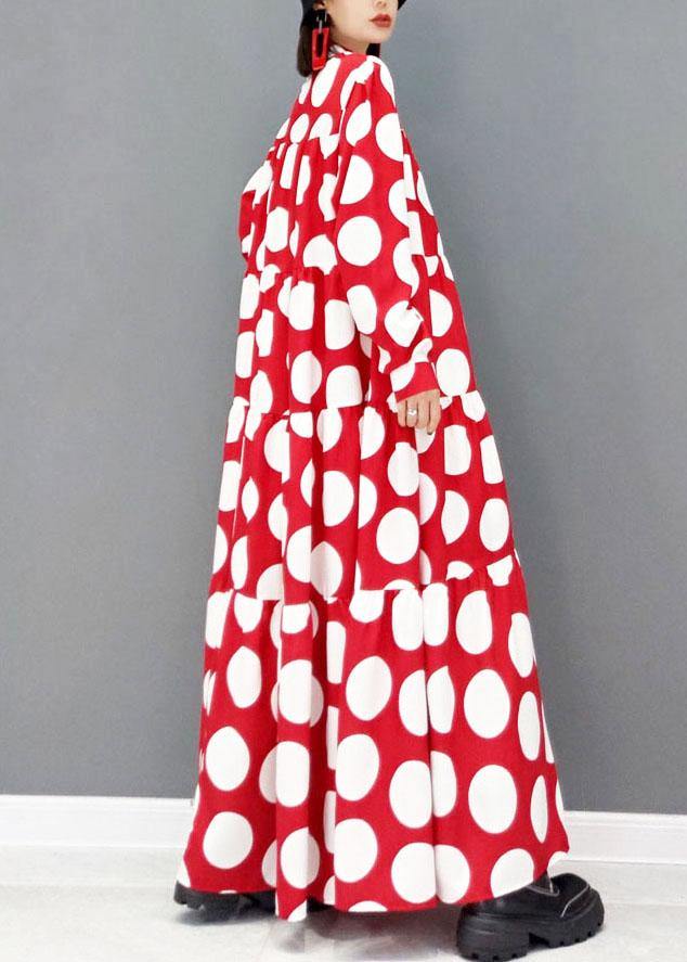 Red Dot Patchwork Dress Fall Long Sleeve