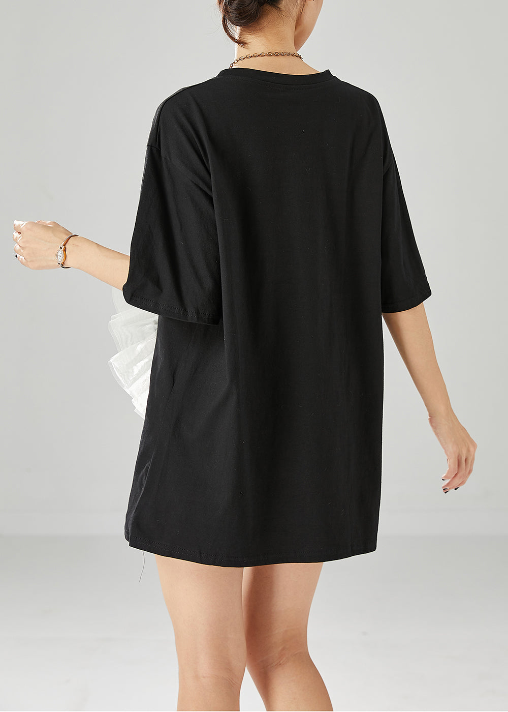 Black Oversized Patchwork Love Appliqued Cotton Tank Tops Summer