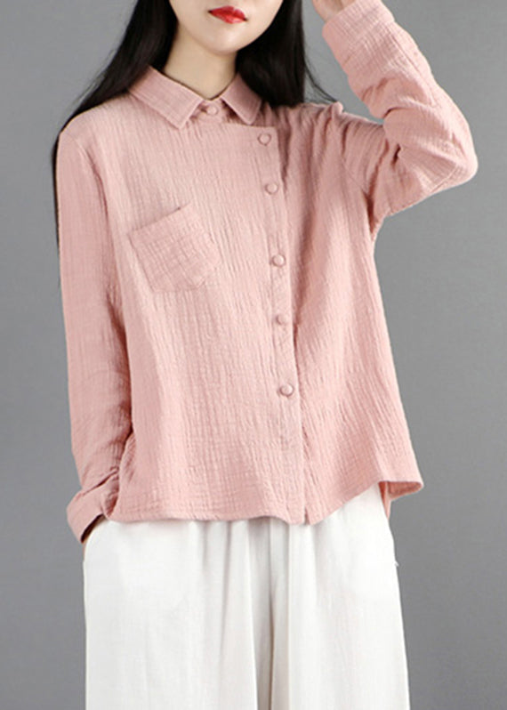 Fine Pink Button Shirt Long Sleeve