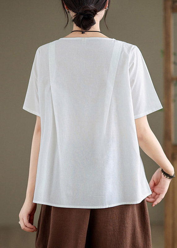 White O-neck Top Short Sleeve
