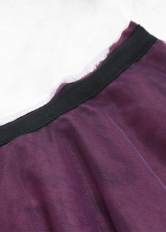 Purple Asymmetrical Zippered Tulle Skirts Spring