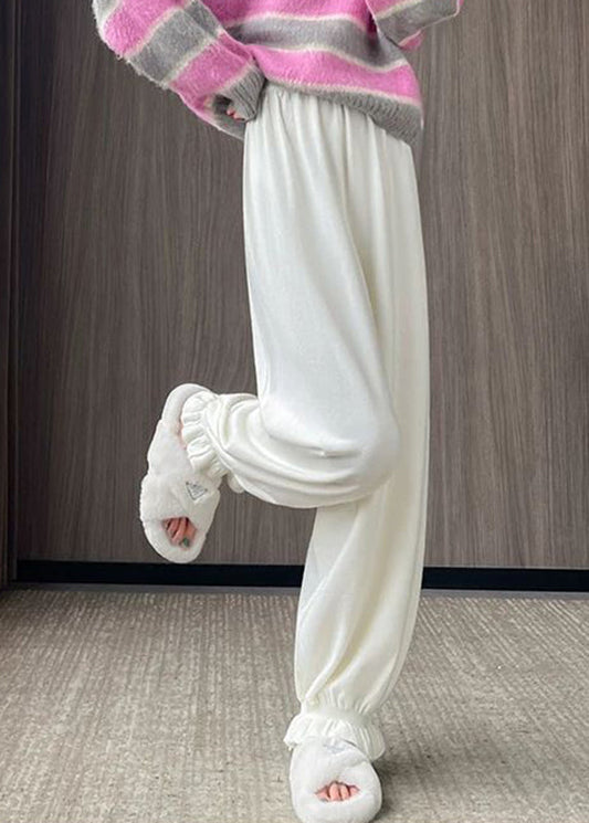 Oatmeal Elastic Waist Color Beam Pants